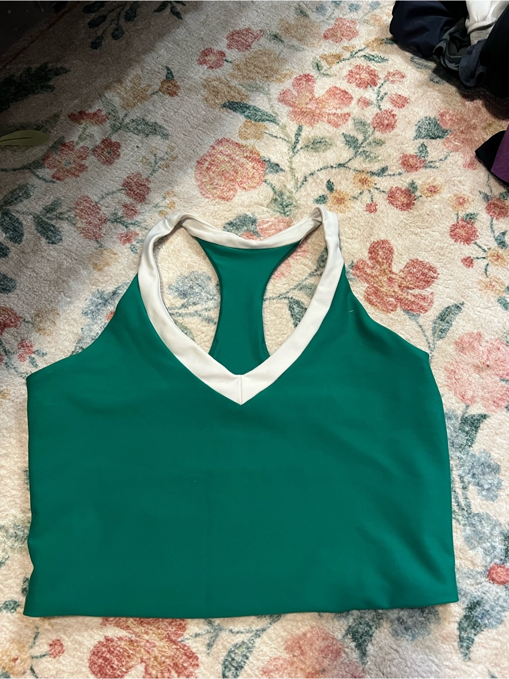 Abercrombie & Fitch YPB Green Racerback Tank with White Trim